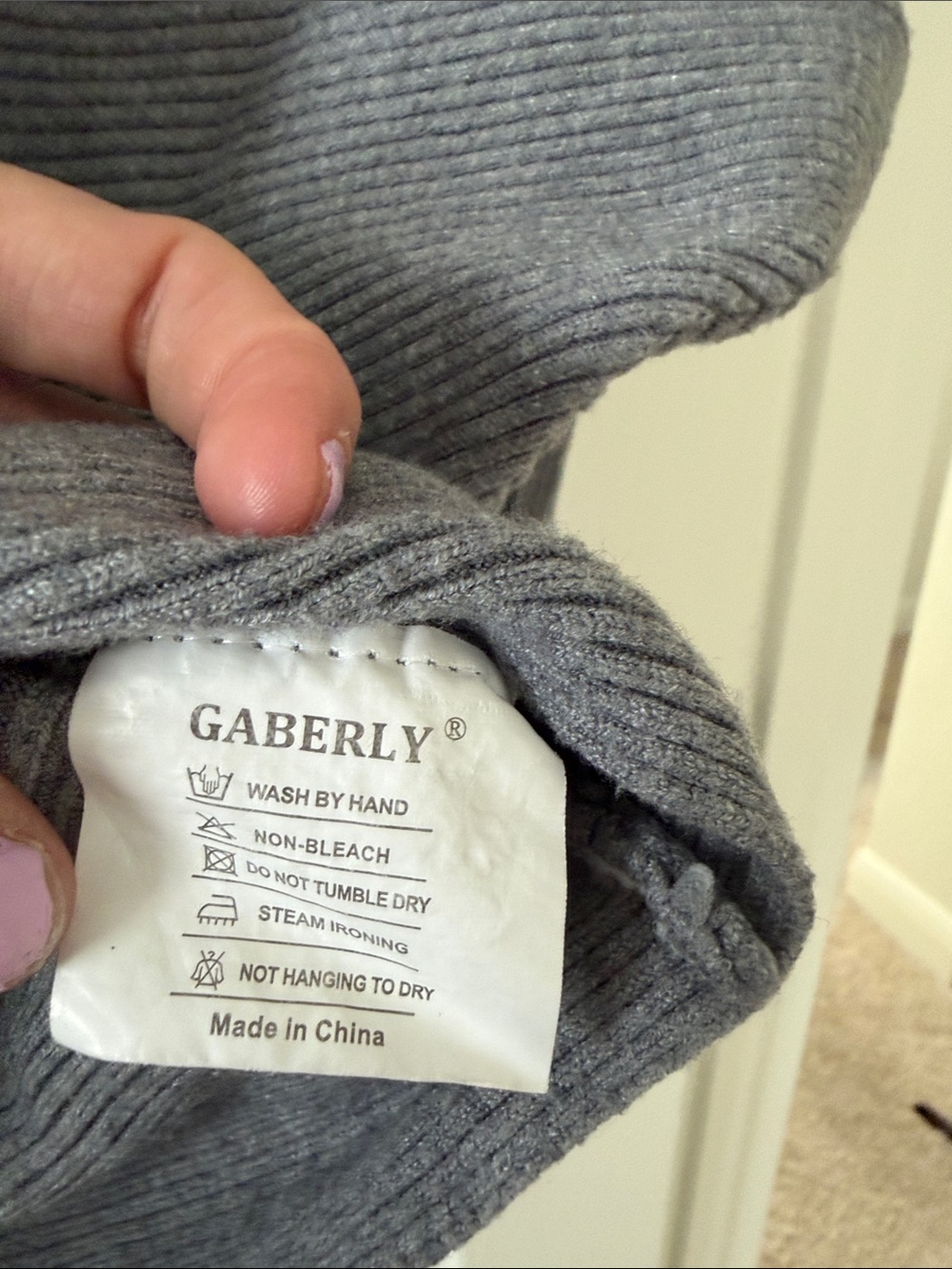 Light Gray Off-the-Shoulder Ribbed Sweater - Picture 2 of 4